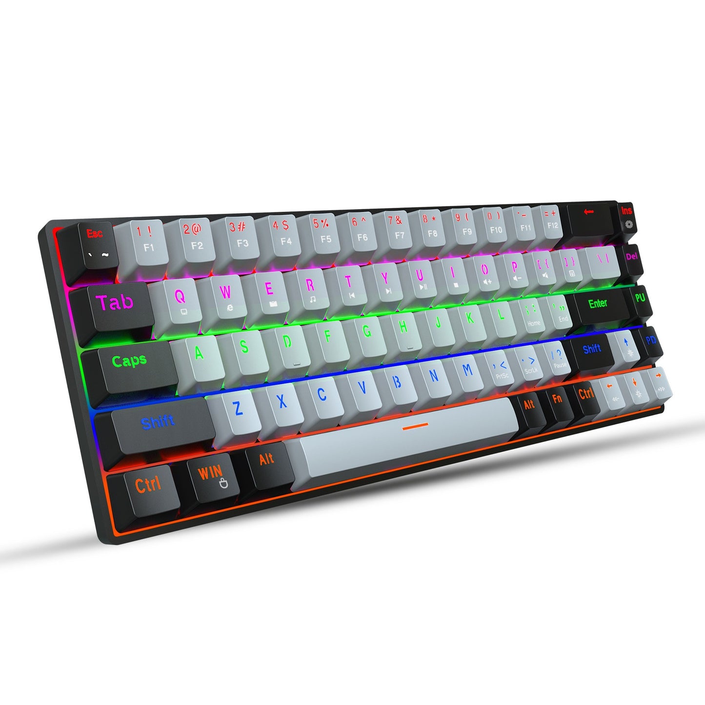 New 68 Key RGB With Blue And Red Axis Mechanical Keyboard 60%