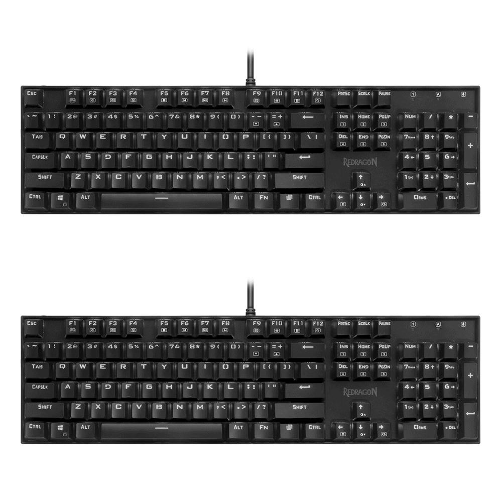 Redragon USB Mechanical Gaming Keyboard Ergonomic Key Backlit Single Breathing Light Full Key Anti-Ghosting 104 Keys