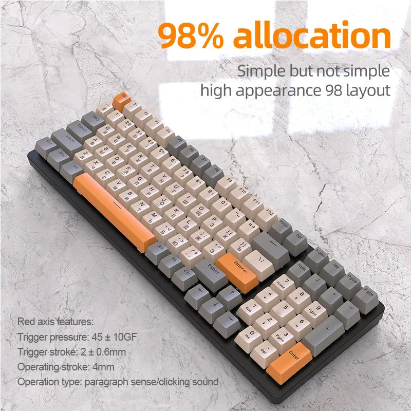 K6 Mechanical Keyboard Wireless 5.0 BT 2.4 Ghz Wired Three Modes Backlit Bluetooth