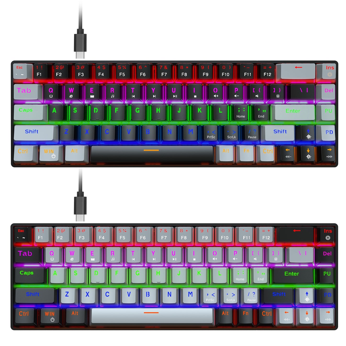 New 68 Key RGB With Blue And Red Axis Mechanical Keyboard 60%