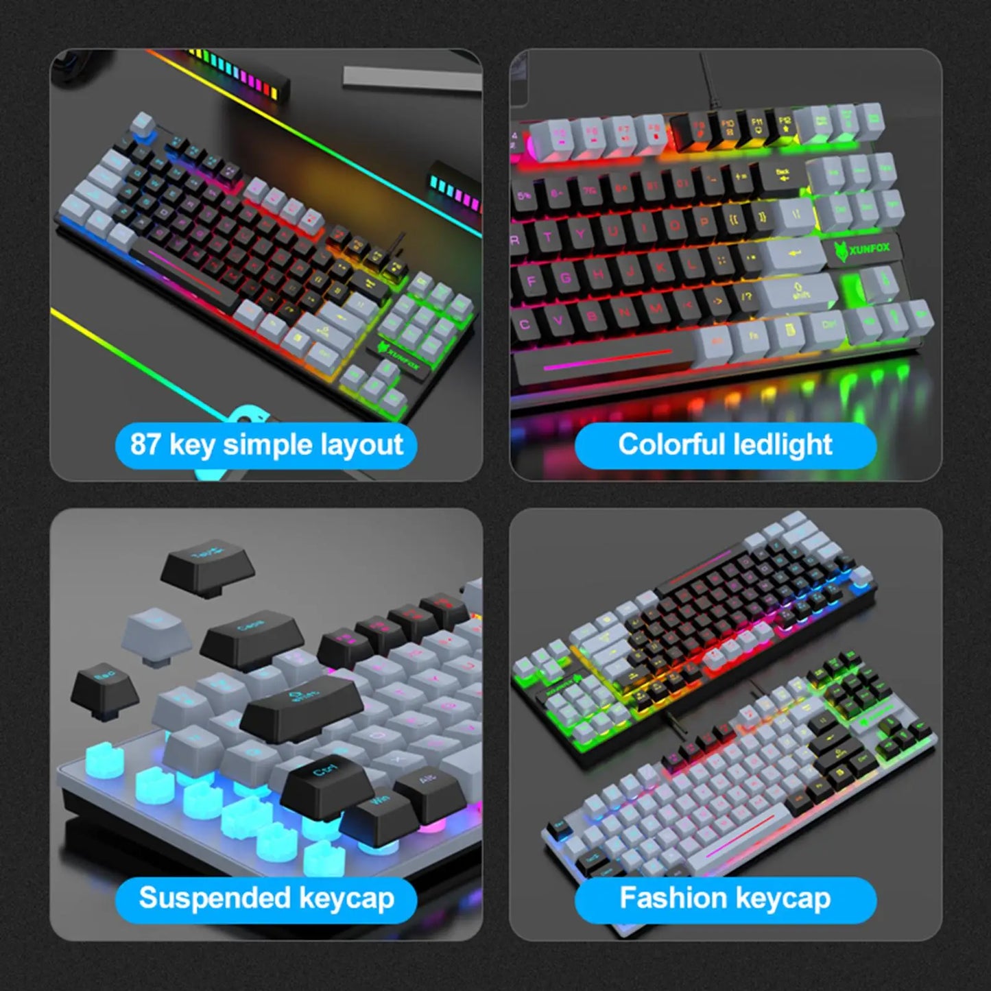 K-10 Gaming Keyboard Colorful LED Backlight