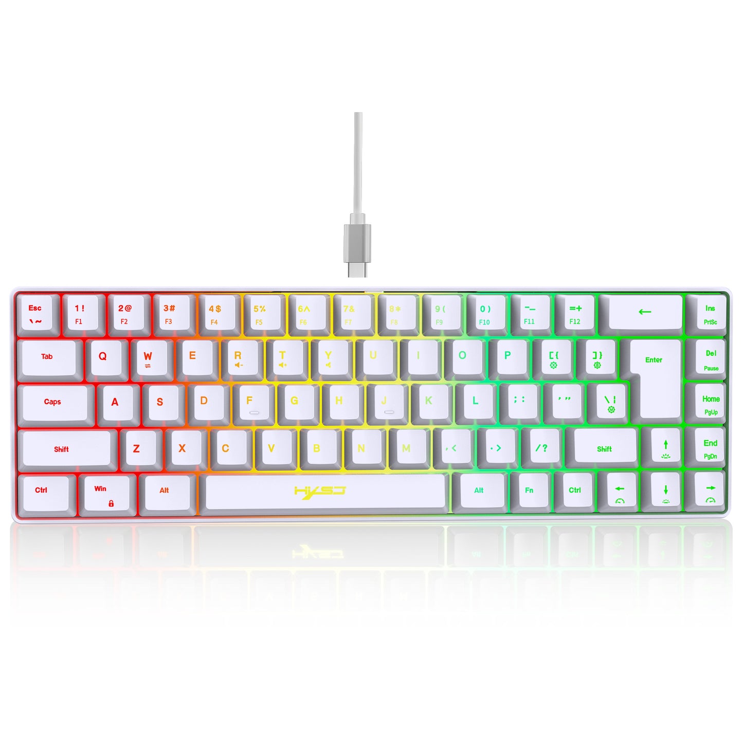 V20060% Mini 68 Key Mechanical Texture Film Gaming Keyboard ABS Material RGB Backlit Mini Portable Keyboard