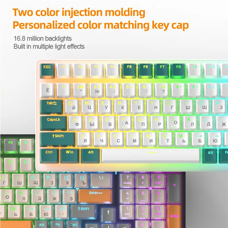 K6 Mechanical Keyboard Wireless 5.0 BT 2.4 Ghz Wired Three Modes Backlit Bluetooth