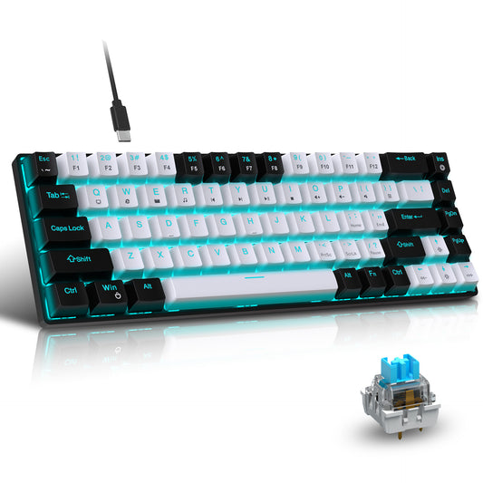 Teclado Mecánico Gamer V800 – 68 Teclas, Switch Azul, Retroiluminación Azul Hielo, Compacto y Personalizable