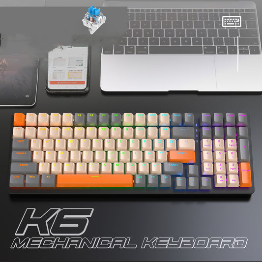 K6 Mechanical Keyboard Wireless 5.0 BT 2.4 Ghz Wired Three Modes Backlit Bluetooth