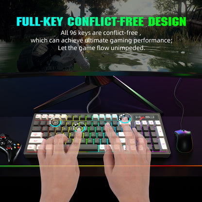 Gaming keyboard RGB backlight two-color keycaps gray and white double color 2.4G wireless membrane keyboard