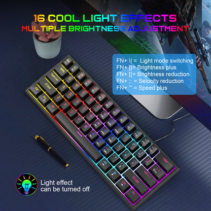 K61  Mechanical Keyboard With Blue Shaft And 61 Keys