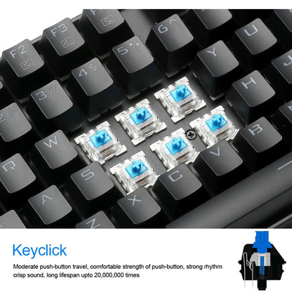 Redragon USB Mechanical Gaming Keyboard Ergonomic Key Backlit Single Breathing Light Full Key Anti-Ghosting 104 Keys
