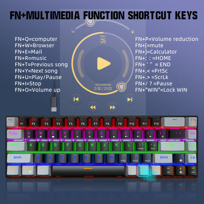 New 68 Key RGB With Blue And Red Axis Mechanical Keyboard 60%