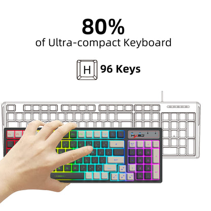 Gaming keyboard RGB backlight two-color keycaps gray and white double color 2.4G wireless membrane keyboard