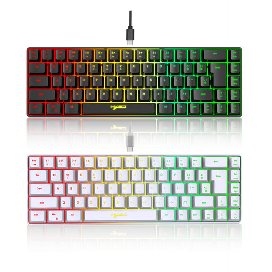 V20060% Mini 68 Key Mechanical Texture Film Gaming Keyboard ABS Material RGB Backlit Mini Portable Keyboard