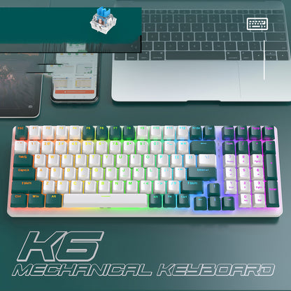 K6 Mechanical Keyboard Wireless 5.0 BT 2.4 Ghz Wired Three Modes Backlit Bluetooth