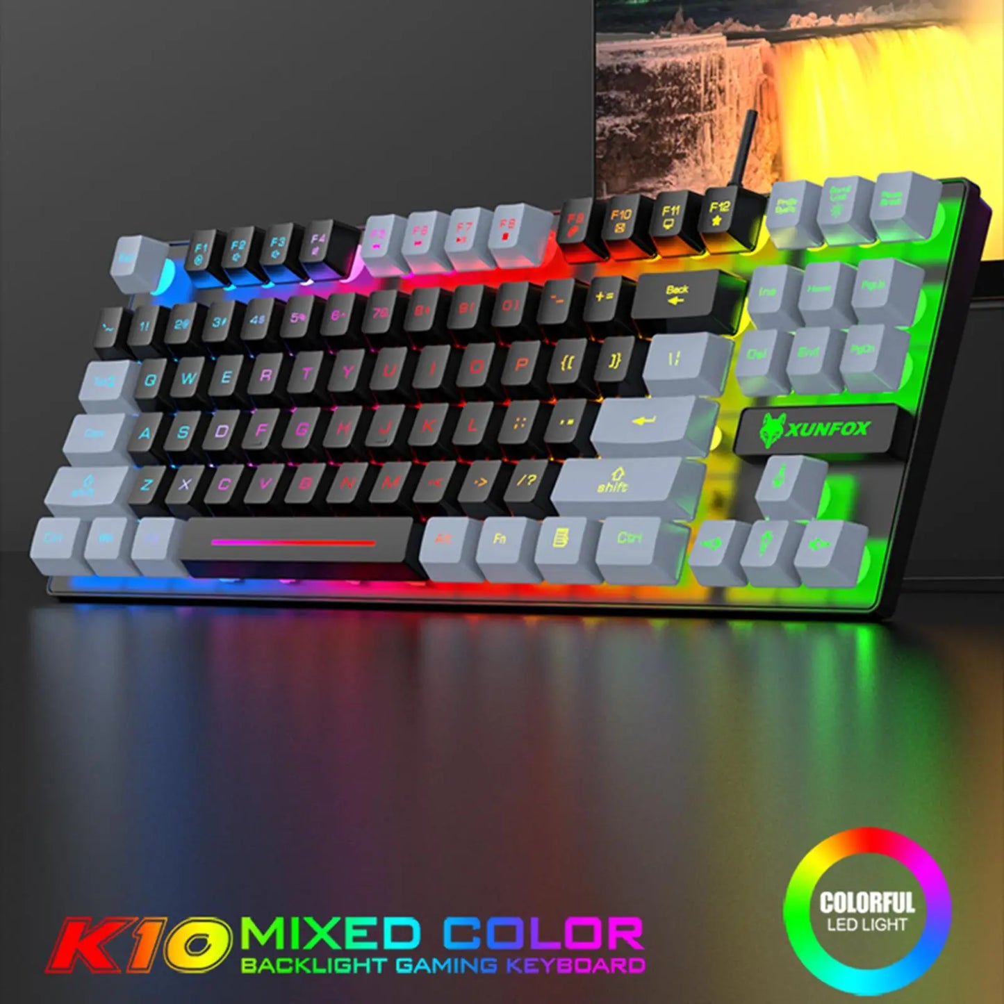 K-10 Gaming Keyboard Colorful LED Backlight